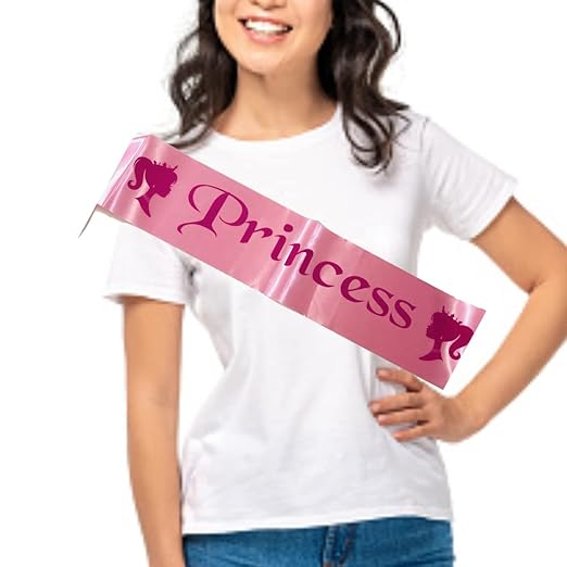 Decofy Princess Sash For Girls | Adjustable Satin Sash For Girls & Women's -Pink(1 Pc)