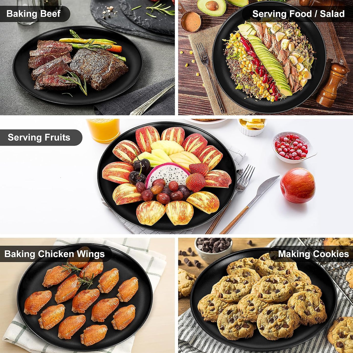 TrendyTrolley® Pizza Tray & Square Cake Tin Set | Non-Stick Oven Bakeware Combo | Great for Pizza, Brownies & Baking Gifts (2 Pc)
