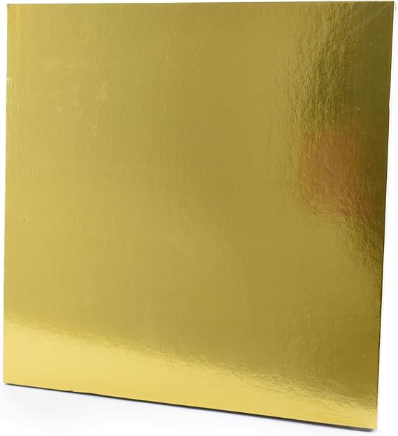 TrendyTrolley MDF Sqaure Cake Base Board Golden - 8 inch| Sqaure Cake Base Board for Wedding Birthday Gift for Baking Lover (5 Pcs)