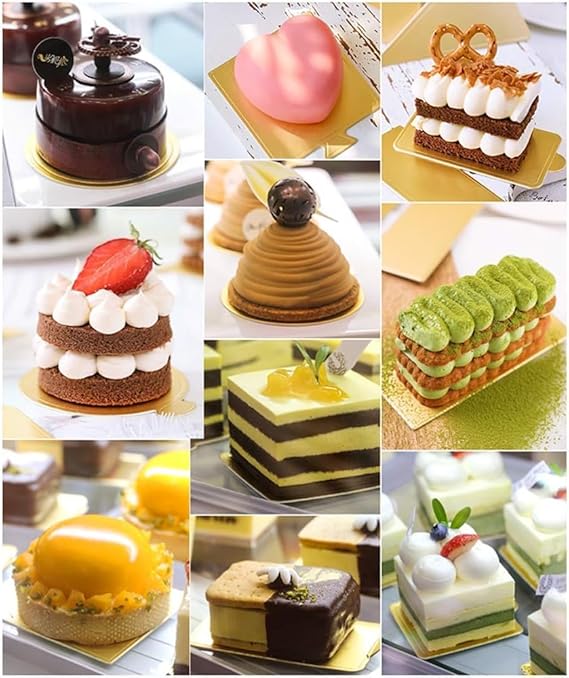 TrendyTrolley MDF Sqaure Cake Base Board Golden - 8 inch| Sqaure Cake Base Board for Wedding Birthday Gift for Baking Lover (5 Pcs)