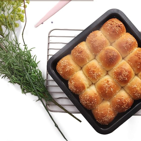 TrendyTrolley® Pizza Tray & Square Cake Tin Set | Non-Stick Oven Bakeware Combo | Great for Pizza, Brownies & Baking Gifts (2 Pc)