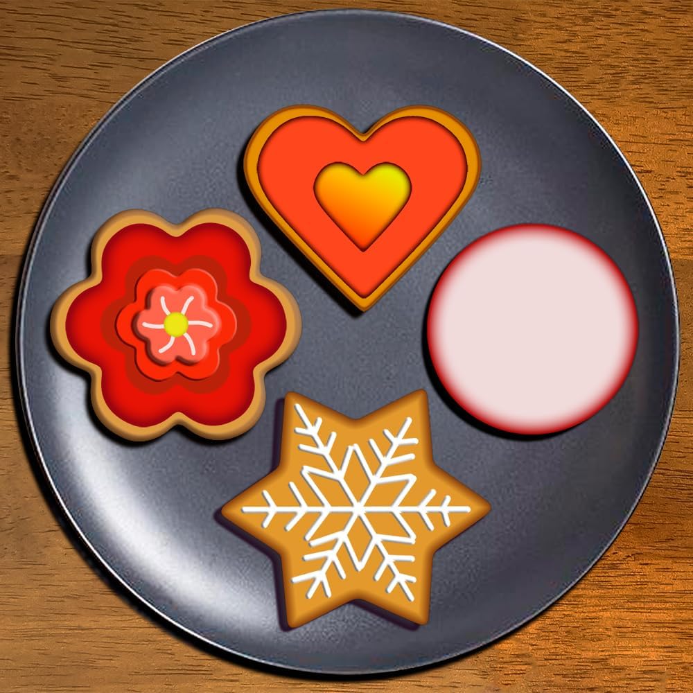 rendyTrolley Cookie Cutters Set- Heart, Star, Round, Flower - 12Pcs Cookie Cutters 3 Sizes | Cookie Cutter Set