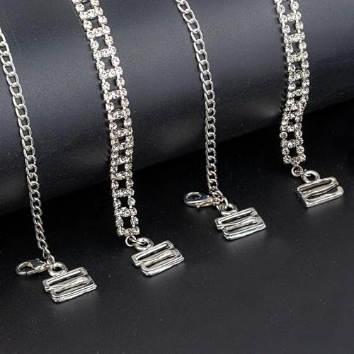 TrendyTrolley Fancy Adjustable Bra Straps for Women, 2 Pair | Stylish & Comfortable | Perfect For Dresses & Tops | Non-Slip Bling Shoulder Straps for Wedding & Party Outfit (Silver & Black)