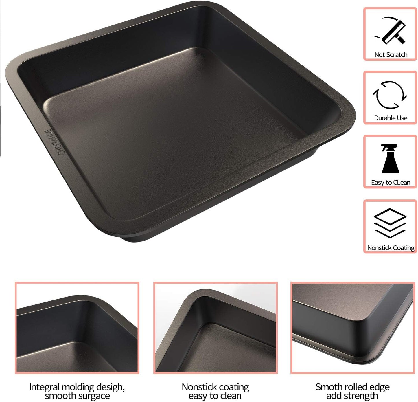 TrendyTrolley® Bread Loaf Pan & Square Cake Tin Combo | Non-Stick Bakeware Set for Breads, Brownies & Tea Cakes (2 Pc)