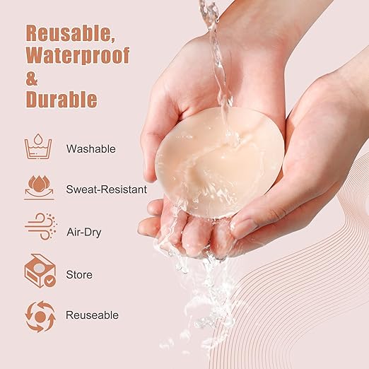 TrendyTrolley Nipple Covers for Women - Sticky Adhesive Silicone Pasties - Reusable Pasty Nipple Cover (1 Pair) Beige