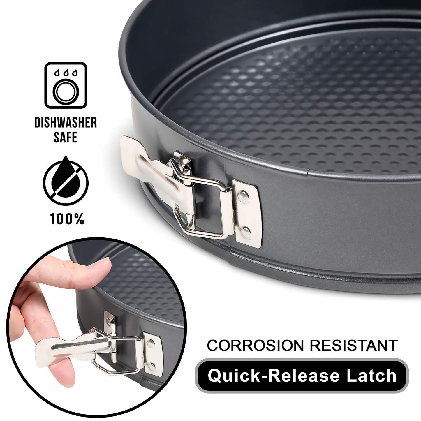 TrendyTrolley 3 Pc Round Cake Mould SpringForm Non Stick Carbon Steel Removable Bottom Premium Material Safe for Microwave,OTG Oven etc- 3 Pc Round Cake Mould