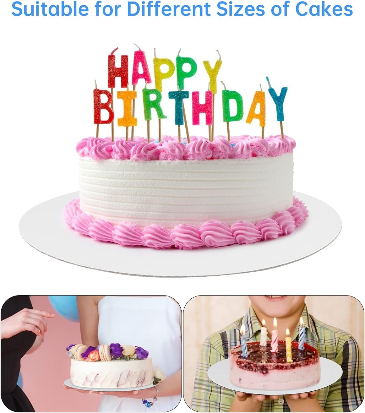 TrendyTrolley Round Cake Base Board |MDF Cardboard Disposable Cake Pizza Circle Scalloped Mate Silver Tart Decorating Base Stand|7 inch - 6 Pc - Round