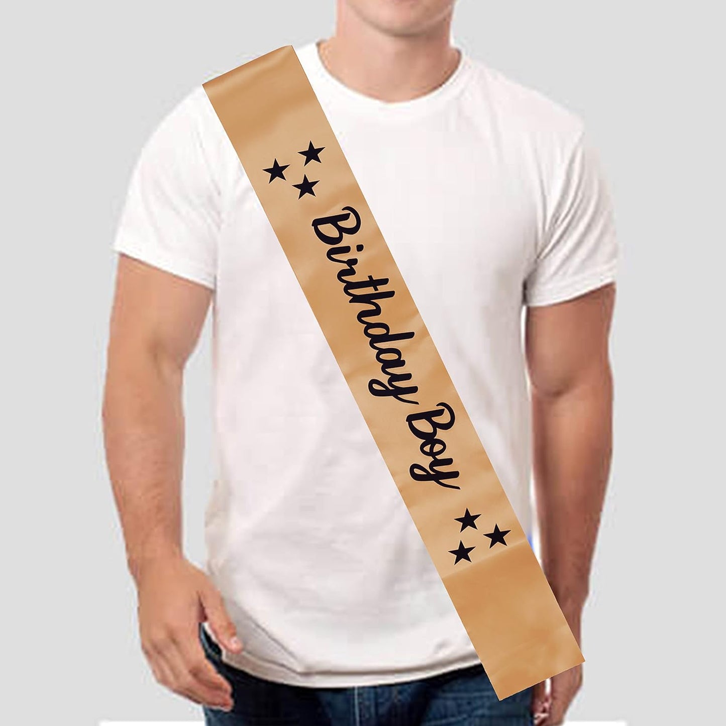 Decofy Birthday Boy Golden Sash & King Crown With Ballooon Pump,Crown For Boys,Mens -Balloon Pump - Any Random Color