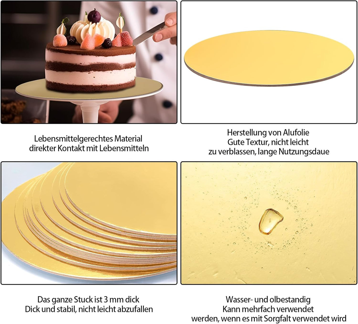 TrendyTrolley Round Cake Base Board |MDF Cardboard Disposable Cake Pizza Circle Scalloped Mate Gold Tart Decorating Base Stand|10 inch - 6 Pc - Round
