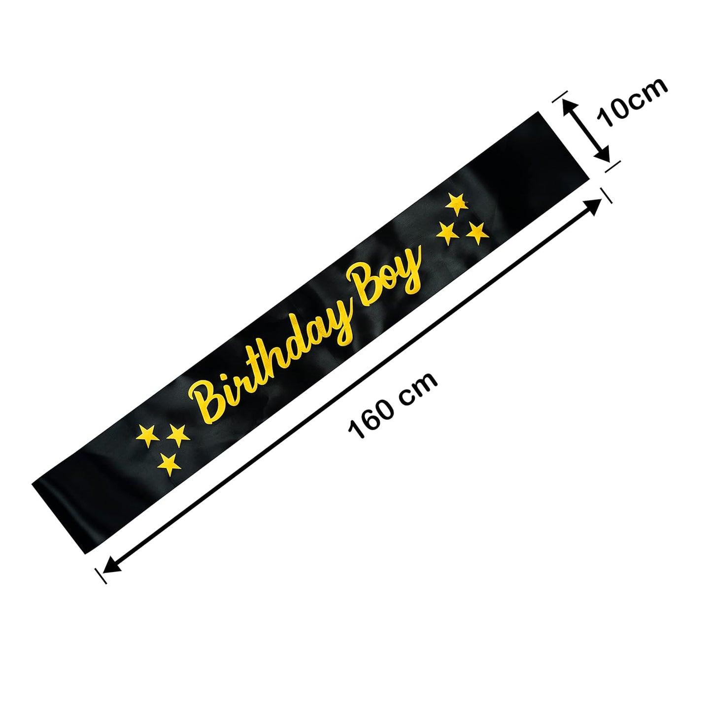 Decofy Birthday Boy Black Sash & King Crown With Balloon Pump,Crown For Boys,Mens -Balloon Pump - Any Random Color