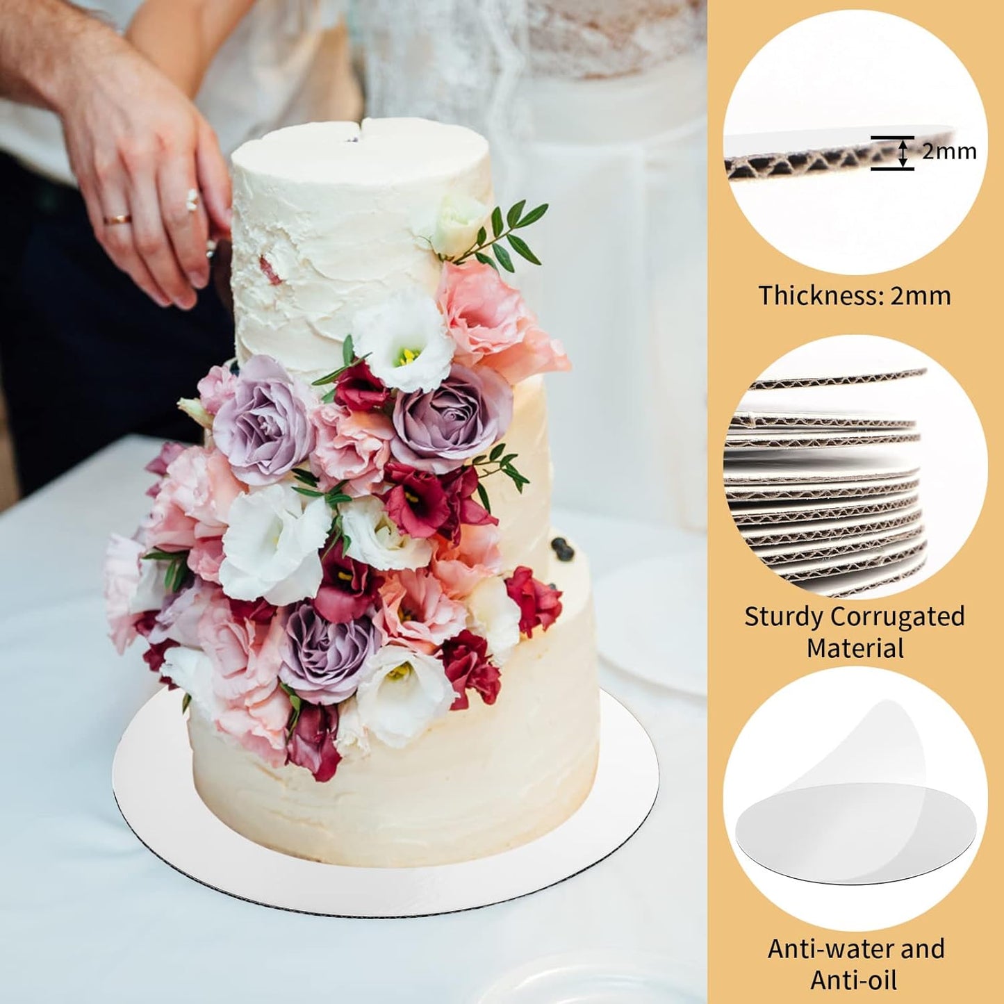 TrendyTrolley Round Cake Base Board |MDF Cardboard Disposable Cake Pizza Circle Scalloped Mate Silver Tart Decorating Base Stand|7 inch - 6 Pc - Round