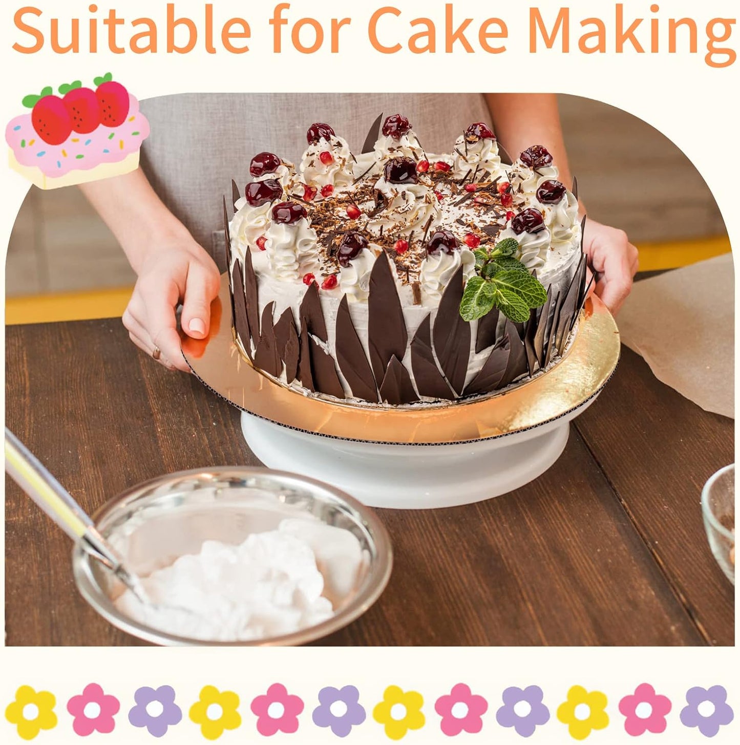 TrendyTrolley Round Cake Base Board |MDF Cardboard Disposable Cake Pizza Circle Scalloped Mate Gold Tart Decorating Base Stand|7 inch - 6 Pc - Round