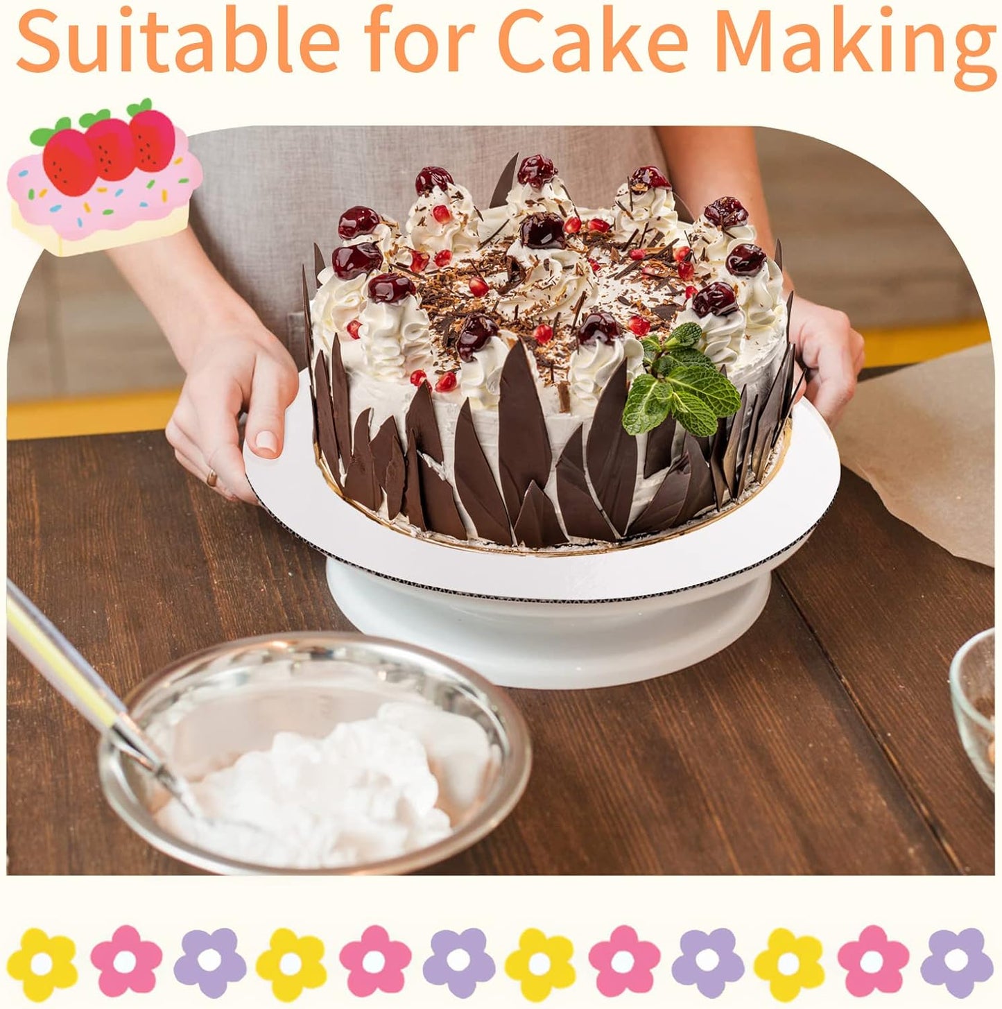 TrendyTrolley Round Cake Base Board |MDF Cardboard Disposable Cake Pizza Circle Scalloped Mate Silver Tart Decorating Base Stand|9 inch - 6 Pc - Round