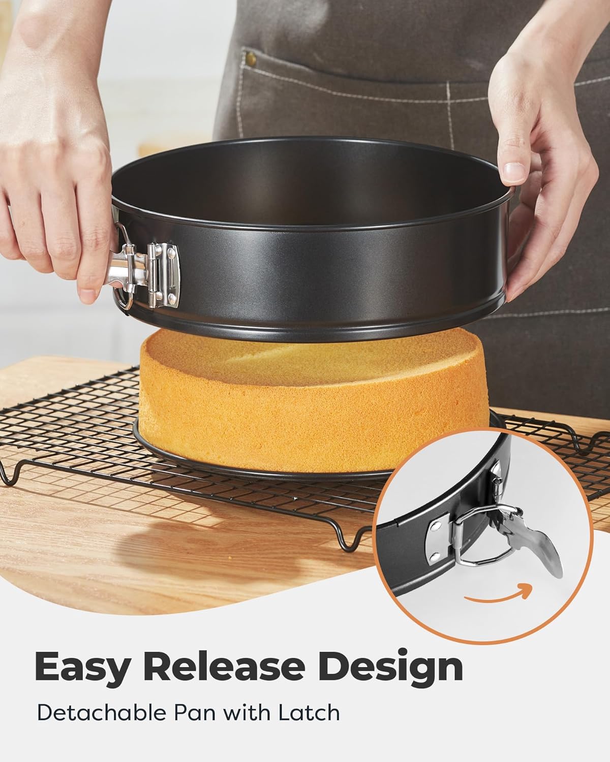 TrendyTrolley Round Cake Tin Springform Teflon Carbon Steel Non-Stick Cake Baking Mould for Microwave Oven OTG Dishwasher Safe Freezer Safe - 7 Inch (18 Cm)