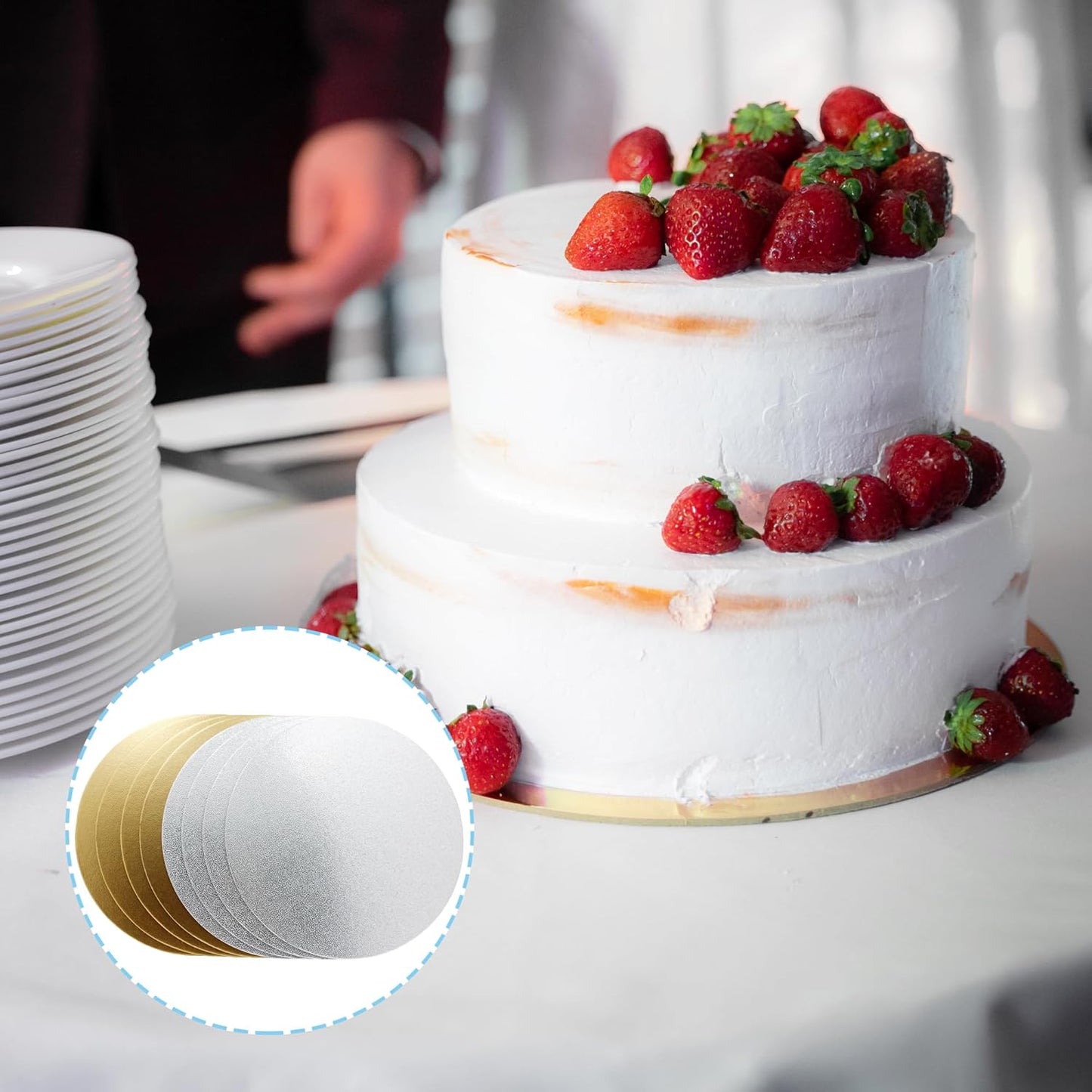 TrendyTrolley 8Pcs Cake Boards, MDF Cardboard -Round Cake Board | 4 Silver- 4 Gold |2 mm Thick | Cake Base Plates Silver & Gold Cake Board | Reusable Cake Base | for Birthday Wedding (8 inch)