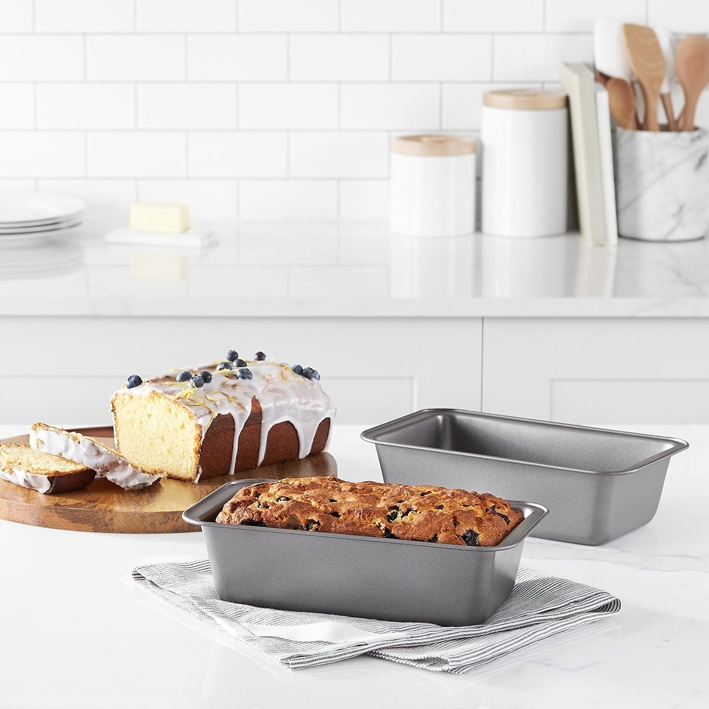TrendyTrolley Cake Making Set 3 Pc- Combo Carbon Steel Cake Baking for Microvawe OTG Oven and Dishwasher Safe (6 Cavity Cupcake| Rectangle Cake Tin |Round Cake Mould)