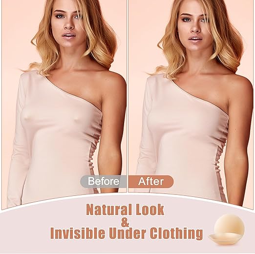 TrendyTrolley Nipple Covers for Women - Sticky Adhesive Silicone Pasties - Reusable Pasty Nipple Cover (1 Pair) Beige
