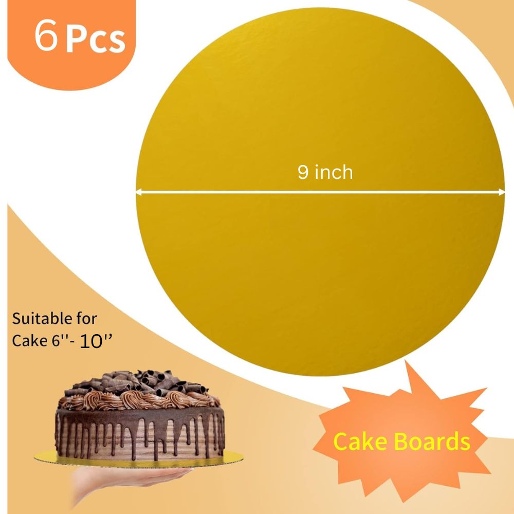 TrendyTrolley 20 Pcs Round Cake Base Board Set | 7 8 9 10 inch- 5 Pcs Each MDF Cardboard Disposable Cake Pizza Circle Scalloped Mate Golden Tart Decorating Base Stand