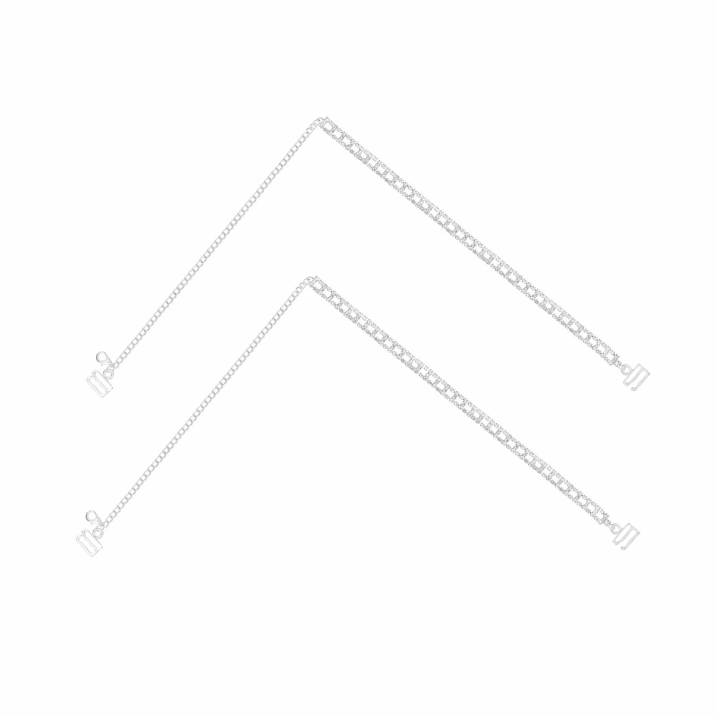 TrendyTrolley Fancy Adjustable Bra Straps for Women, 2 Pair | Stylish & Comfortable | Perfect For Dresses & Tops | Non-Slip Bling Shoulder Straps for Wedding & Party Outfit (Silver & Black)