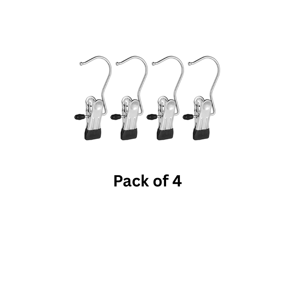 TrendyTrolley Clip Hangers | Laundry Hook Boot Hanging Hold Clips Portable Hanging Hooks Home Travel Hangers Clothing Clothes Pins (Pack of 4)