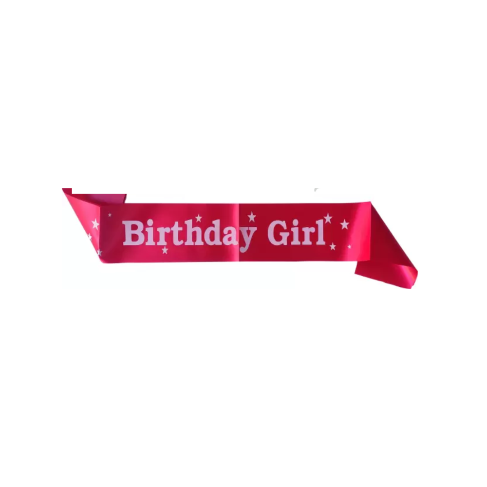 Decofy Regal Birthday Girl Combo – Dark Pink Satin Sash with Heart Crown