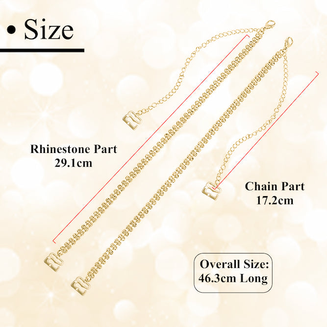 Trendy Trolley Gold Rhinestone Bra Straps for Women – Adjustable & Detachable Crystal Shoulder Straps for Party, Bridal & Daily Wear