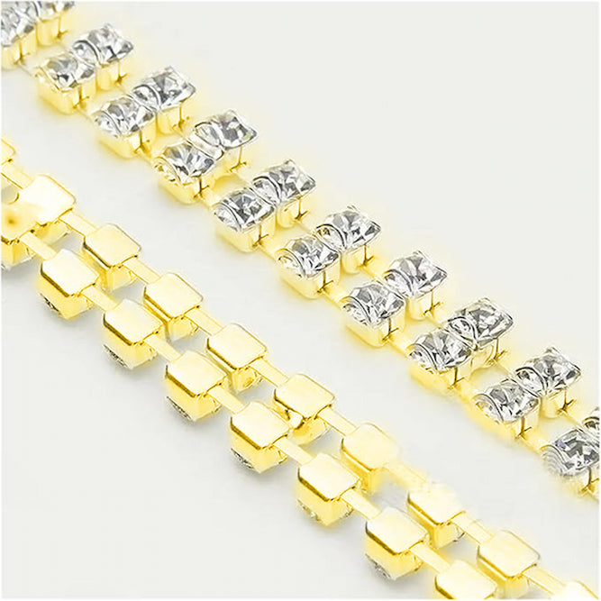 Trendy Trolley Gold Rhinestone Bra Straps for Women – Adjustable & Detachable Crystal Shoulder Straps for Party, Bridal & Daily Wear