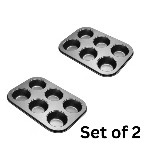 TrendyTrolley 2 Pc, Muffin Pan, Bakeware Non-Stick Cupcake Tray Baking Mini Pie Pans, Heavy Duty Carbon Steel Muffin Tray Standard Baking Mold Pan for Oven Baking