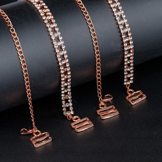 TrendyTrolley Double Chain Bra Straps for Women | Detachable Adjustable Stylish Shoulder Strap for Saree, Dresses, Blouse, Tops | Premium Metal SIlver Chain Bra Strap (1 Pair)