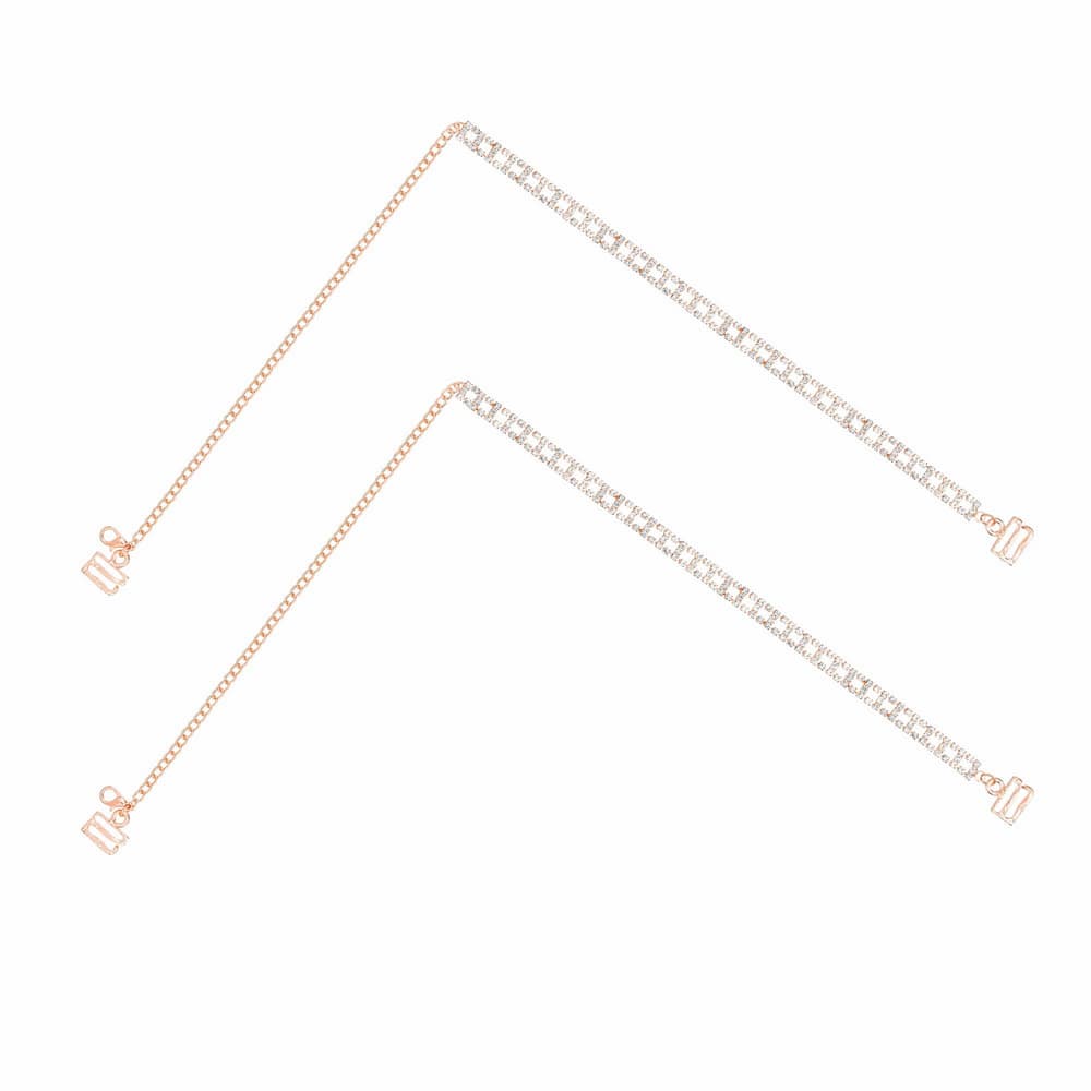 TrendyTrolley Double Chain Bra Straps for Women | Detachable Adjustable Stylish Shoulder Strap for Saree, Dresses, Blouse, Tops | Premium Metal SIlver Chain Bra Strap (1 Pair)
