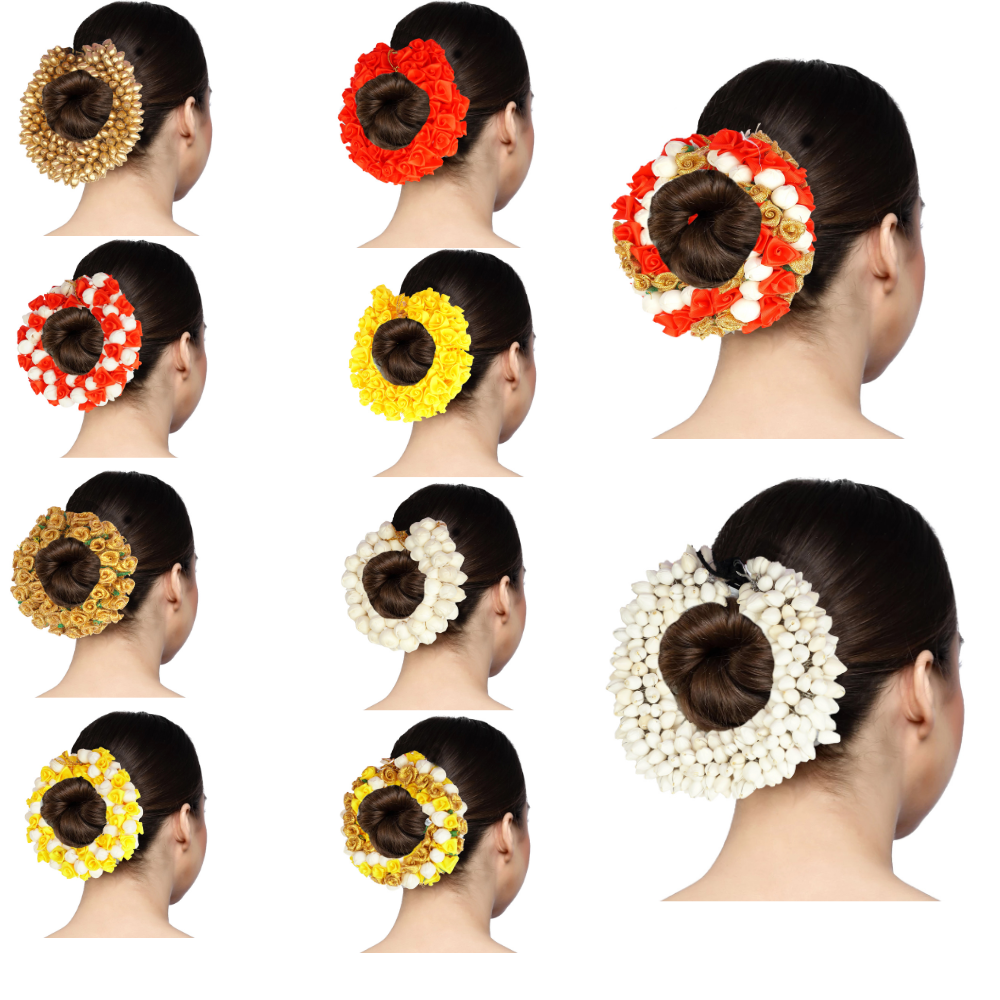 TrendyTrolley Artificial 10 Pc Yellow,Red & White Mogara & More | Suitable For Wedding Haldi Bride to Be Mehendi Bharatnatyam Kathhak Dance (10 Pc)