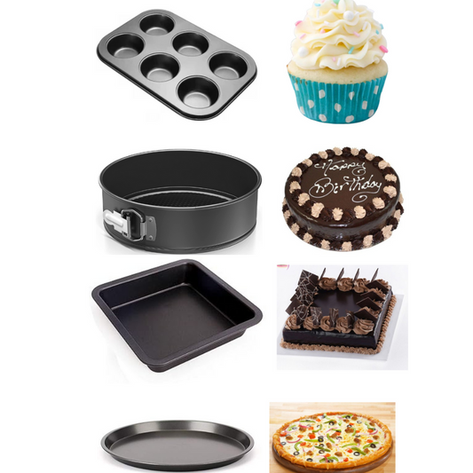 TrendyTrolley Cake Mould for Microwave Pizza Pan/Mould Rectangular Cake Mould for Baking Non Sticky Tin (6 Cavity Cup| Square Cake Tin |Cake Mould |Pizza Pan)