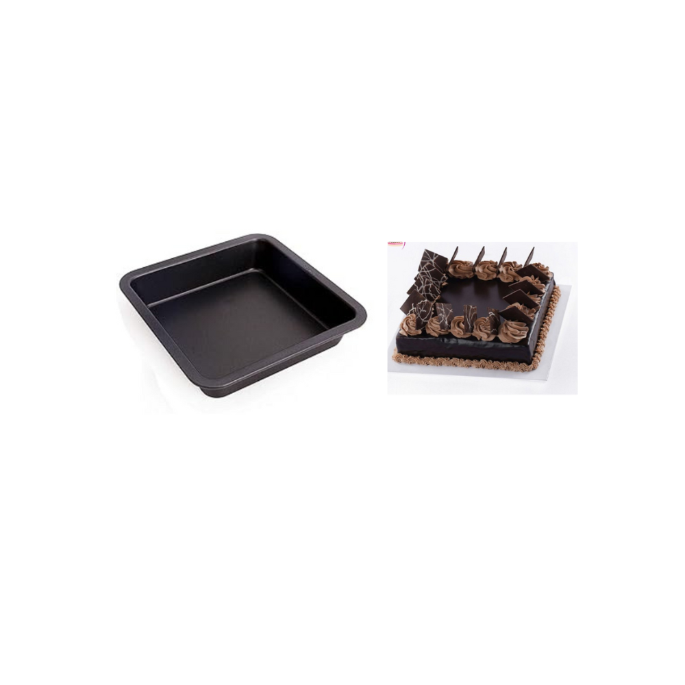 TrendyTrolley Cake Mould for Microwave Pizza Pan/Mould Rectangular Cake Mould for Baking Non Sticky Tin (6 Cavity Cup| Square Cake Tin |Cake Mould |Pizza Pan)