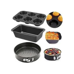 TrendyTrolley 3 Pc Cake Baking Combo Includes 6 Cavity Cupcake Tray,Bread Mould & 8.5 inch Cake Tin - Cake Baking Set