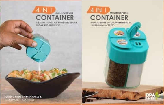 TrendyTrolley 3 Pc Storage Container - 4 Section Pulses Continer (2 pc) with Spices Container (1 Pc) kitchen Storage Container Jar