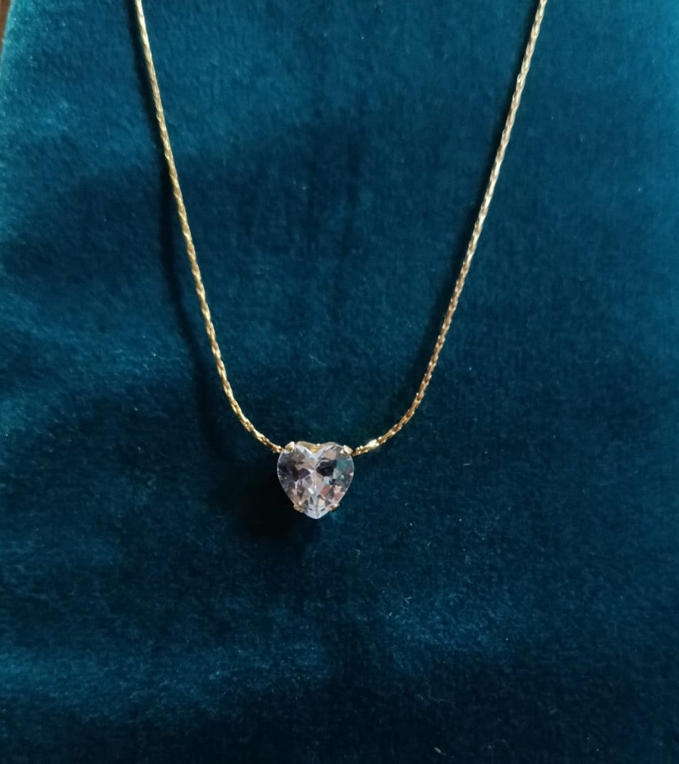 TrendyTrolley Small Heart-Shaped Diamond Pendant for Women | 18K Gold Plated | Anti-Tarnish Jewellery | Everyday Wear Necklace Gift for Girls & Women