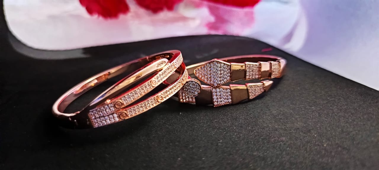TrendyTrolley Stylish 2 Pc Kada Set – Snake Design Kada & Double Layer Kada | Bold Contemporary Statement for Daily & Festive Wear | Anti-Tarnish | Skin-friendly | Waterproof Jewellery