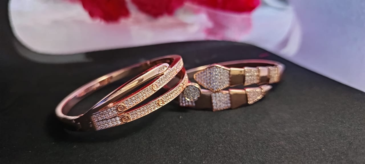 TrendyTrolley Stylish 2 Pc Kada Set – Snake Design Kada & Double Layer Kada | Bold Contemporary Statement for Daily & Festive Wear | Anti-Tarnish | Skin-friendly | Waterproof Jewellery