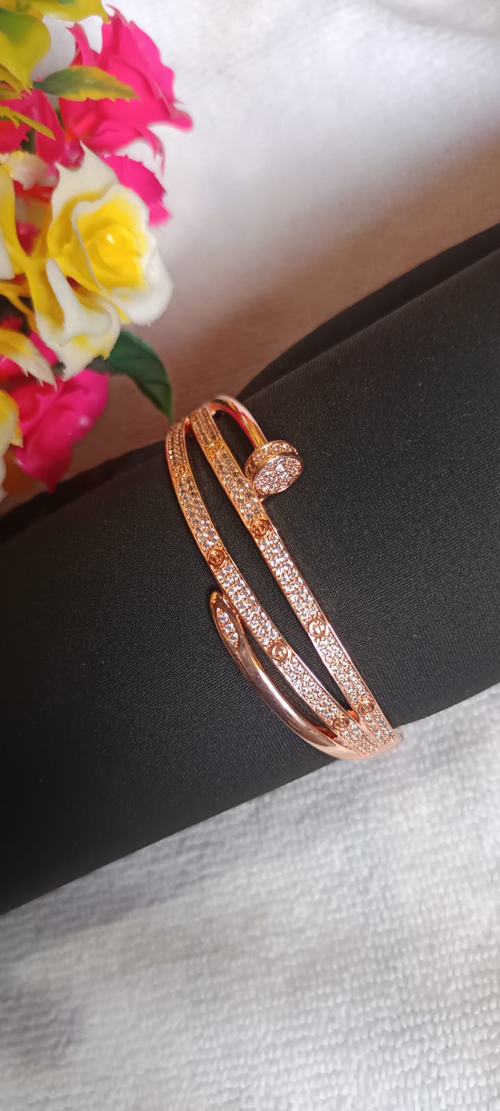 Trendy Trolley 18K Gold Plated Double Layer Kada for Women & Girls | Anti-Tarnish Waterproof Hypoallergenic Adjustable Kada