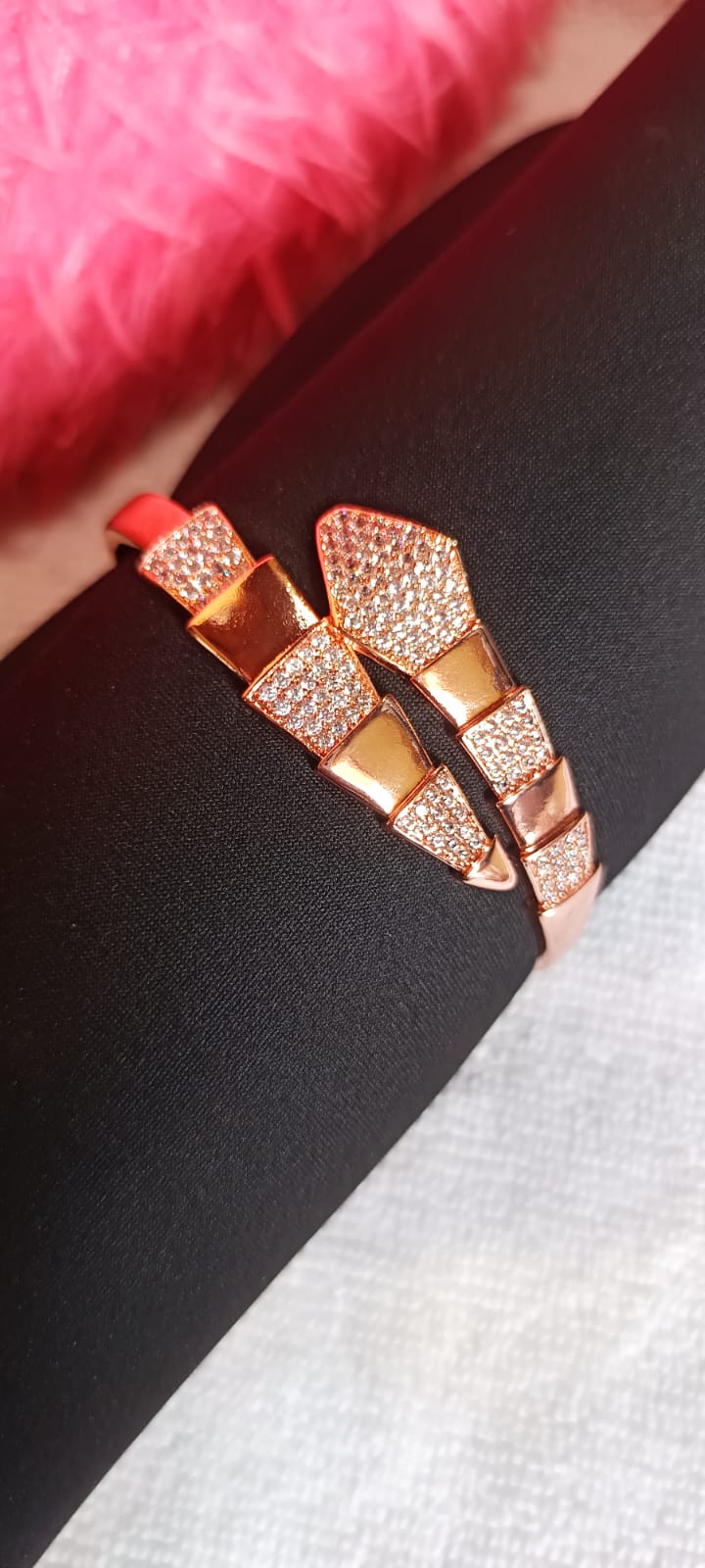 Trendy Trolley 18K Gold Plated Snake Shaped Kada for Women & Girls | Anti-Tarnish Waterproof Hypoallergenic Adjustable Statement Kada