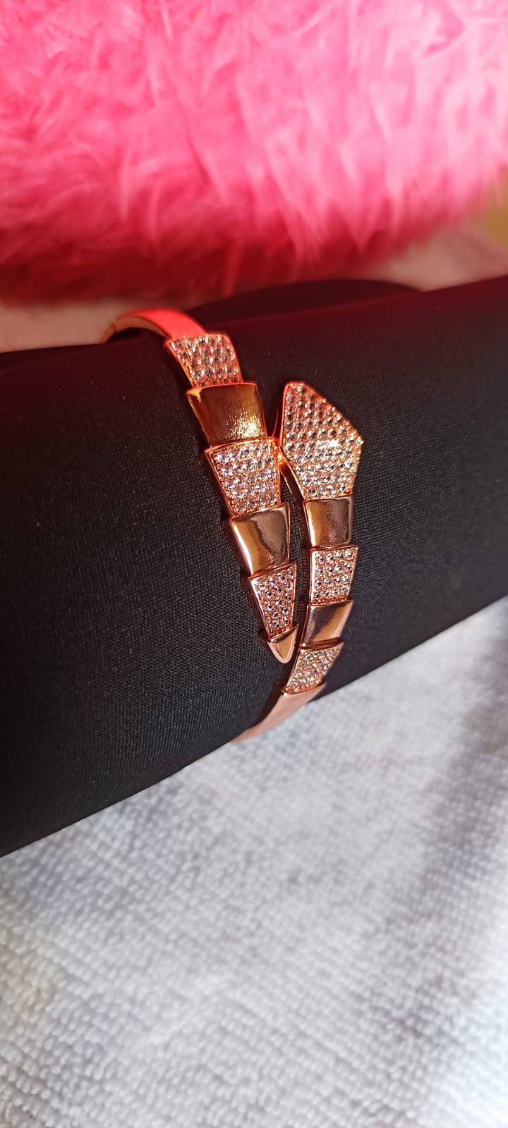 Trendy Trolley 18K Gold Plated Snake Shaped Kada for Women & Girls | Anti-Tarnish Waterproof Hypoallergenic Adjustable Statement Kada