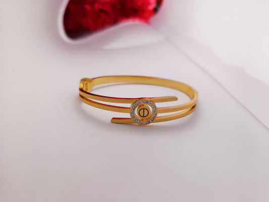 Trendy Trolley 18K Gold Plated Circle Centre Design Kada for Women & Girls | Anti-Tarnish Waterproof Hypoallergenic Adjustable Kada