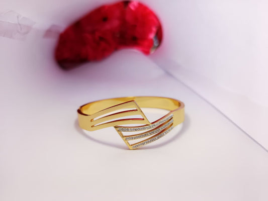 Trendy Trolley 18K Gold Plated Zigzag Design Kada for Women & Girls | Anti-Tarnish Waterproof Hypoallergenic Adjustable Kada