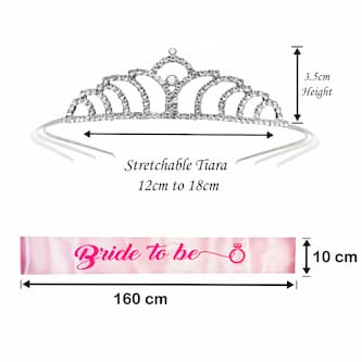 Decofy Bride to Be Decoration Set - Pink Bride to Be Sash | Crow Tiara For Bridal Shower Party | Spinsters Party (Pink Lotus)