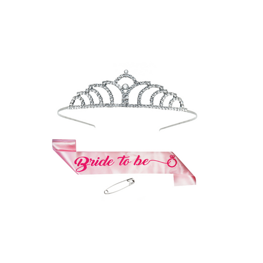 Decofy Bride to Be Decoration Set - Pink Bride to Be Sash | Crow Tiara For Bridal Shower Party | Spinsters Party (Pink Lotus)