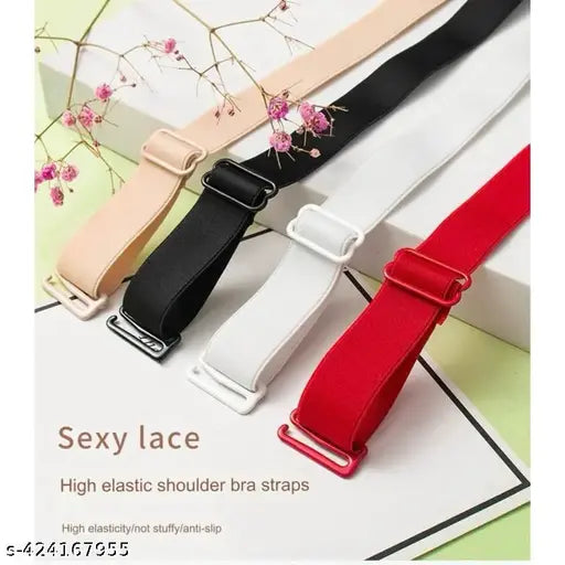 Trendytrolley 12 Pcs Bra Straps Combo Set – 4 Fancy Diamond & Pearl Bra Straps (Silver, Black, Gold, Pearl) + 4 Colorful Elastic Bra Straps –4 Pairs Transparent 15mm Invisible Bra Straps
