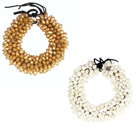TrendyTrolley Artificial 2 Pc Golden Beaded & White Mogra Gajra | Suitable For Wedding Haldi Bride to Be Mehendi Bharatnatyam Kathhak Dance (2 Pc) |Gajra For Hair