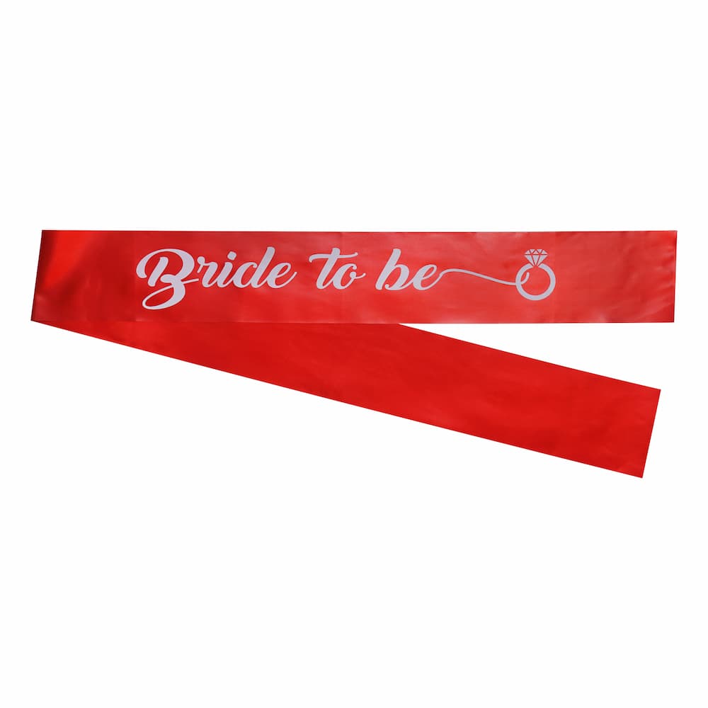 Decofy 2 Pc Bride & Groom Decoration Set | Bride to Be Red Sash | Groom To Be Blue Sash With Safety Pins
