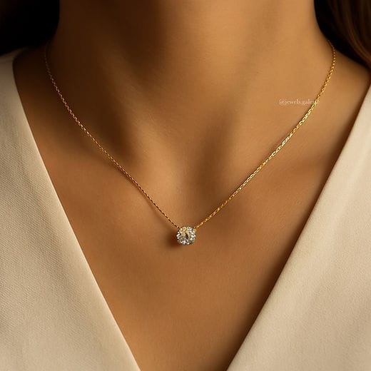 TrendyTrolley Single Diamond Pendant - 18k Gold | Diamond Centerpiece | Waterproof and Timeless